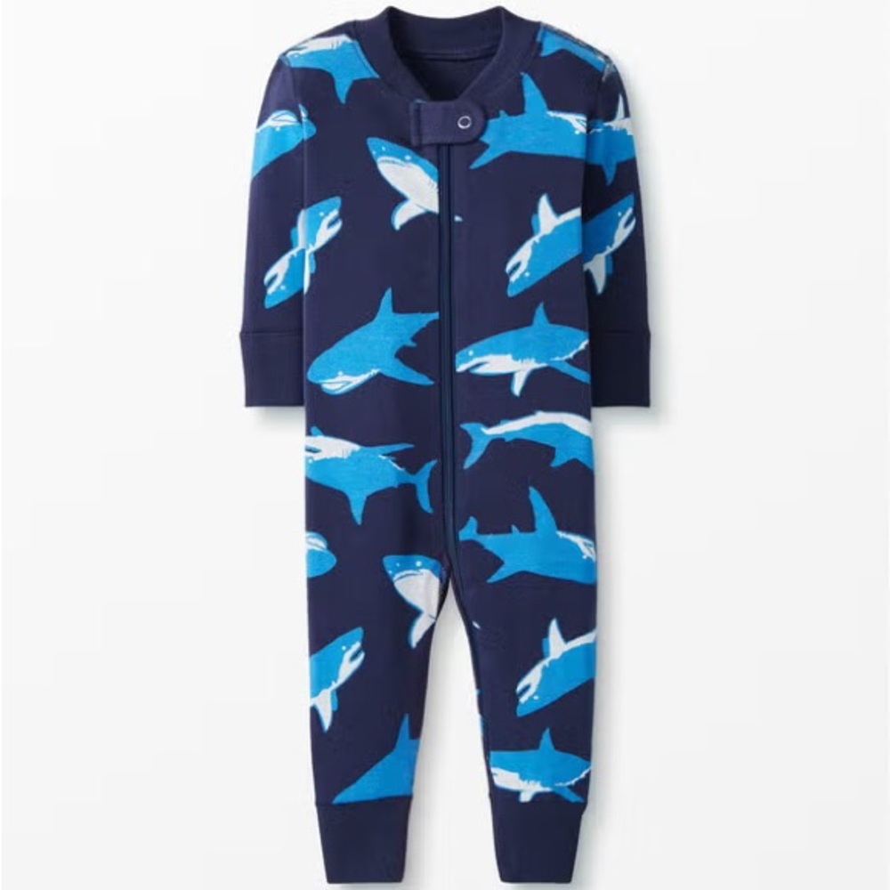 Hanna Andersson Blue Shark Baby Zip Sleeper 3-6 months